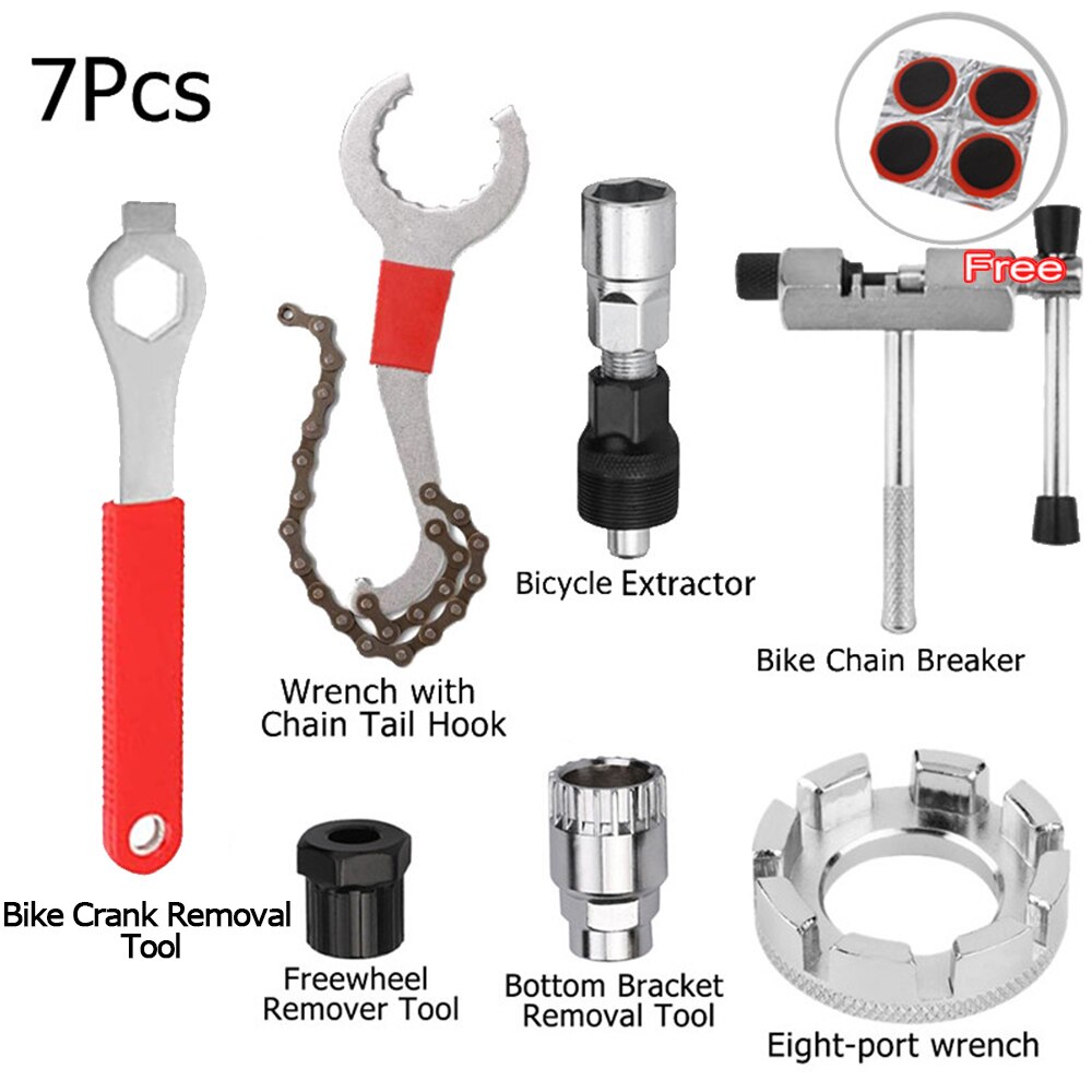 8pcs Bicycle Repair Tool Kits MTB Road Bikes Chain Cutter Bracket Flywheel Remover Crank Puller Wrench Maintenance Set Tools: 7 Kinds Repair Tool3