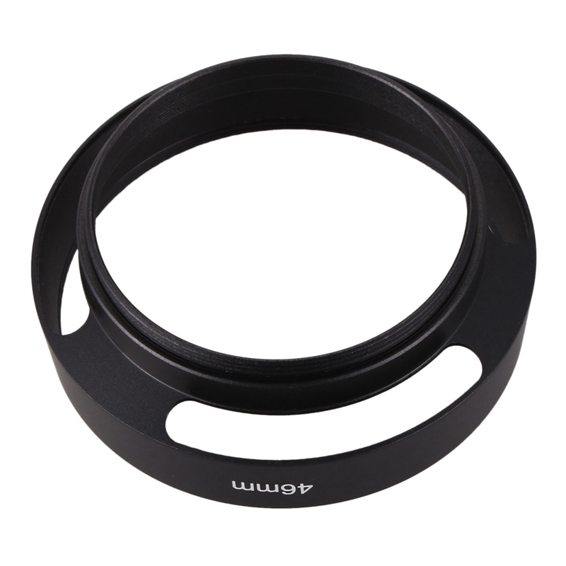 RISE-2 Pcs accessori per fotocamere: 1 pz paraluce in metallo nero 46mm e 1 pz cinturino per fotocamera cinturino in pelle Pu cinturino da polso impugnatura