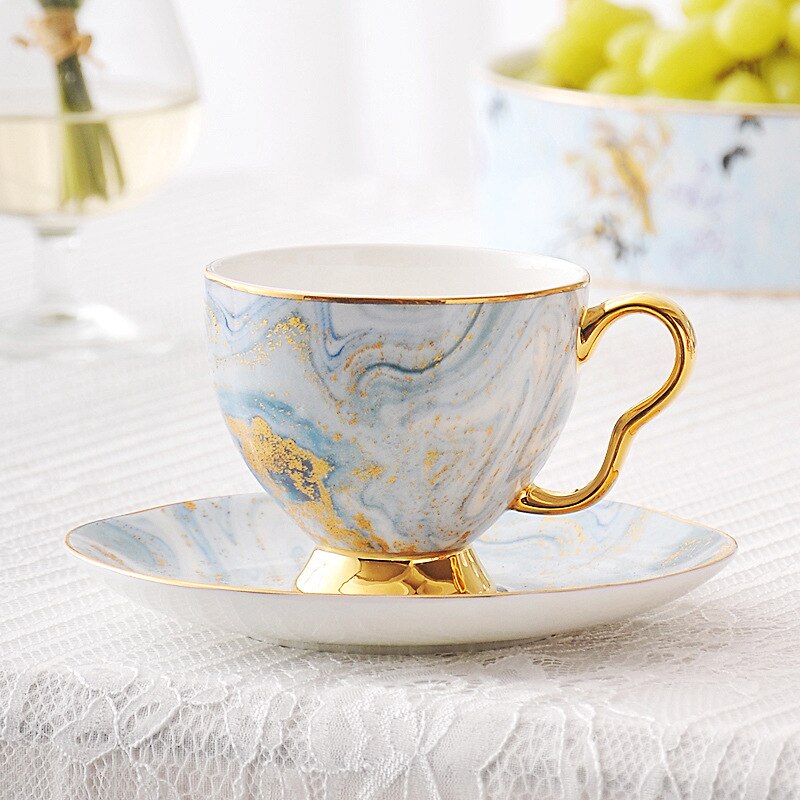 Pastoral Nordic Cup Saucer Bone China Creativity Teaware Reuseable Eco Friendly Cup Saucer Coffee Canecas Home Decoration EK50BD: D