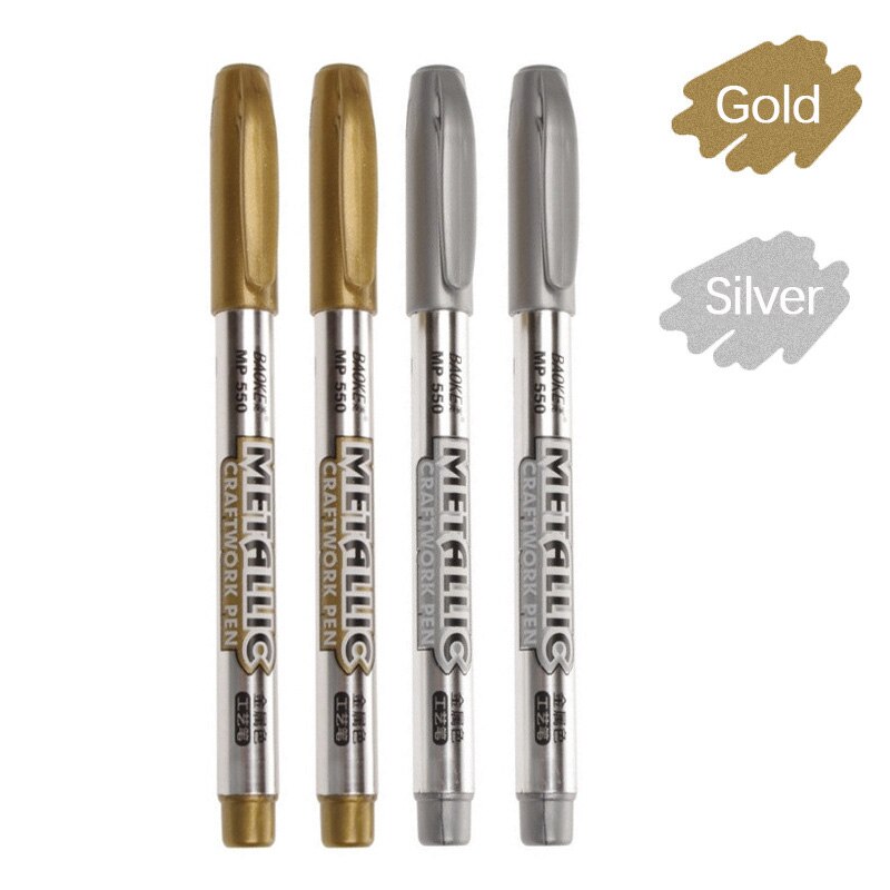 Conjunto de rotuladores permanentes metálicos de acero, rotuladores permanentes para papel, álbum de fotos, pintura de tela, 4 unidades