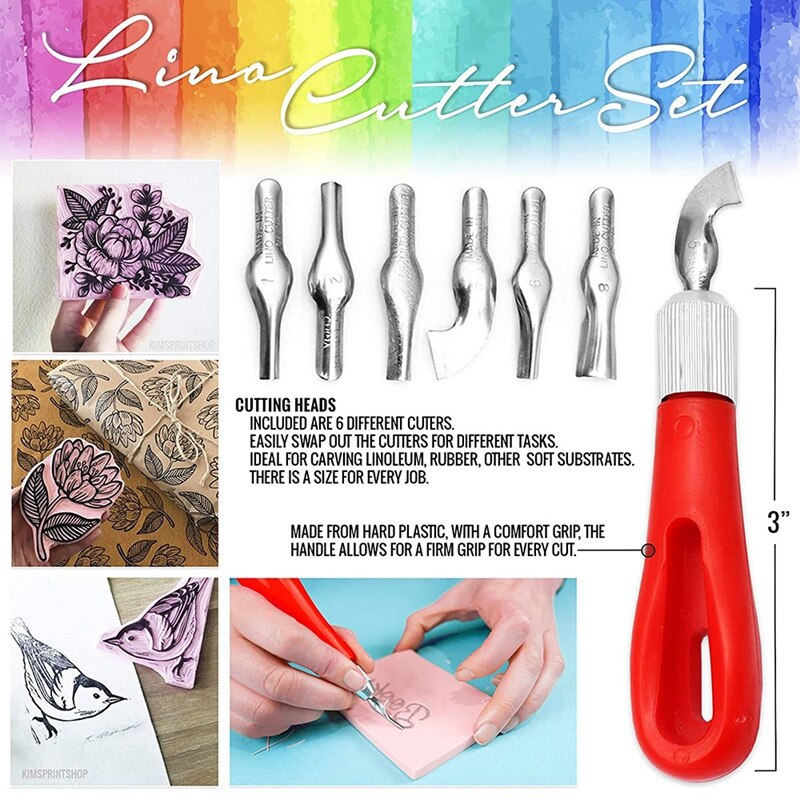 Juego de bloques de goma para tallar sello, herramientas de corte, sellos de goma para impresión, impresión, 5 uds.