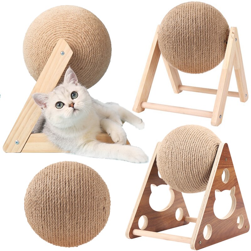 Sisal Rope Cat Scratcher Ball Toys Interactive Scratching Post kitten Toy Furnature Scraper Grinding Scratch Board Ball for Cats