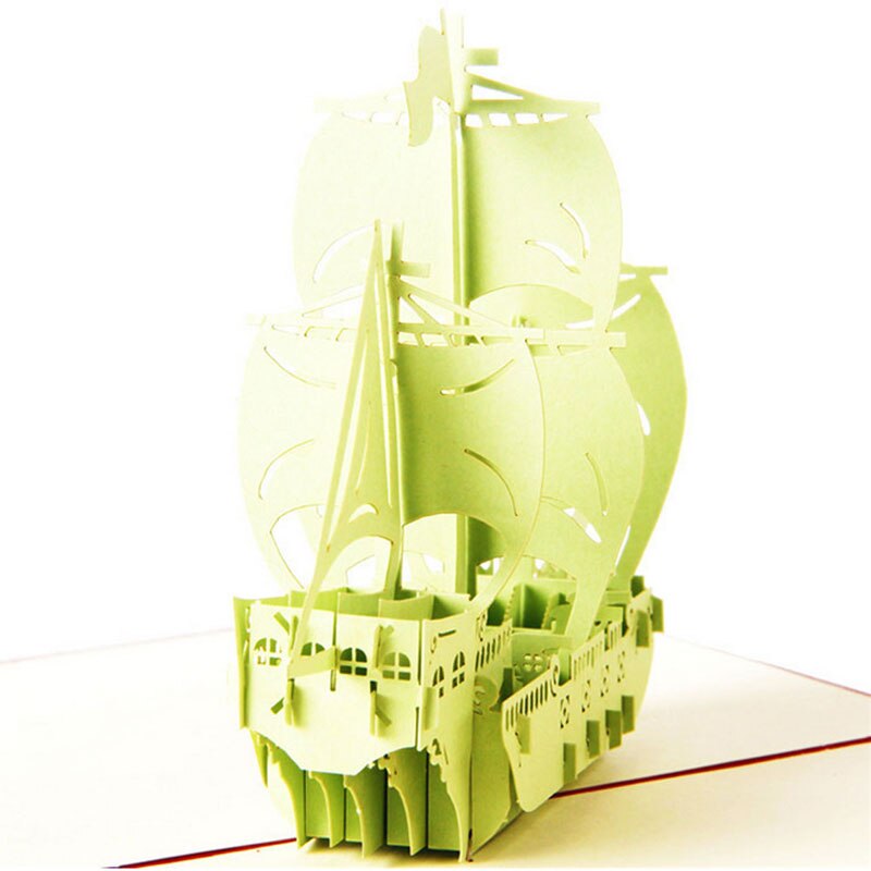 3D Pop Up Greeting Card Sailing Ship Christmas Birthday Thank you Valentine Card Wholesalse