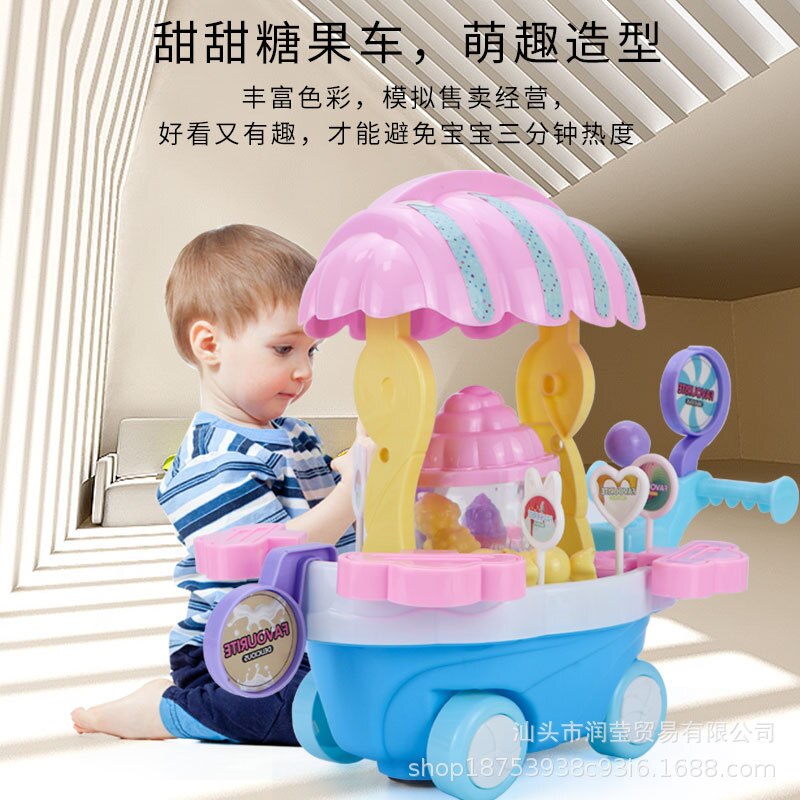 Dzieci bawią się zabawki domowe lody lody stojak obrotowy wózek elektryczny uniwersalny zabawka samochód stoisko dostawa towarów