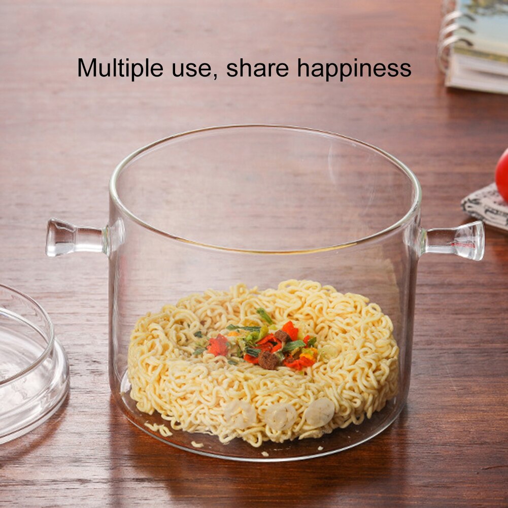 1300ml värmebeständigt glas soppkruka stockpot transparent soppkokare koka vatten snabbnudlar grötkokare stock pot med