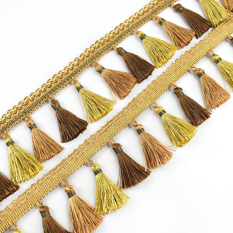 1/2Meters Meetee 85mm Wide Curtain Trim Tassels Lace Fringe Ribbon DIY Handmade Mantle Sofa Hometextile Decortion Accessories: BeigeWine / 1Meter