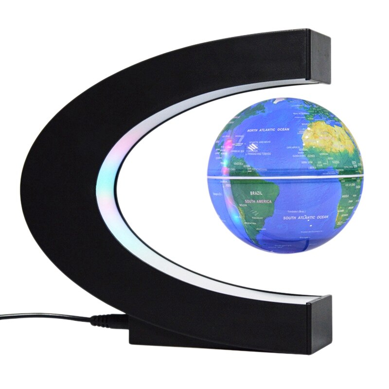 Globe flottant Globe magnétique carte du monde Globes de lévitation magnétique c-frame Led Globe bleu anglais pour les enfants: US plug