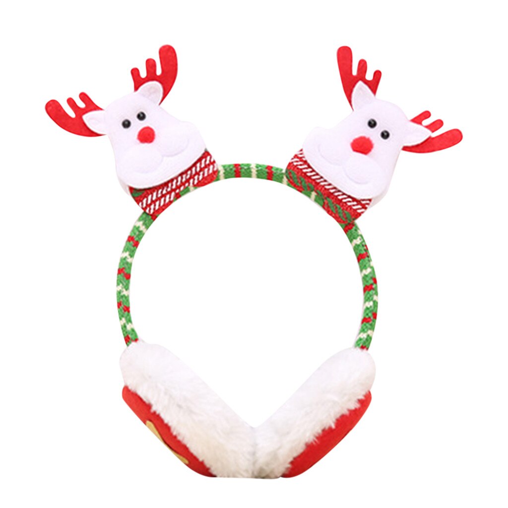 Christmas Earmuffs Children Winter Warm Plush EarMuffs Cute Ear Santa Claus Headband cache oreille теплые уши наушники зимние #L: C