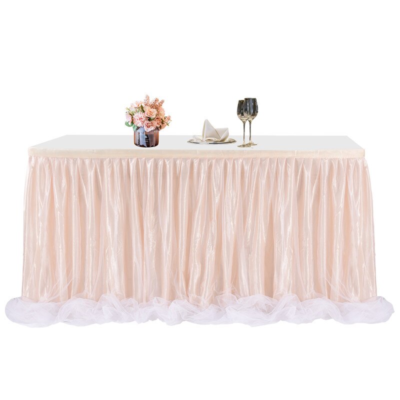 185 X77cm Table Skirts Tulle Table Cloth Tutu Table Skirt for Wedding Decorations Kids Birthday Party Baby Shower Home Decor: Chrome long yarn