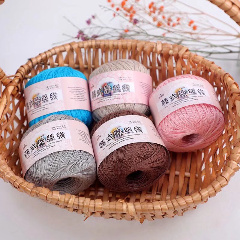 50g/PC Size 8 Lace Cotton Yarn Silk Hand Knitting Crochet Thin Lace Yarn For Diy Hat Doll Shawl Thread