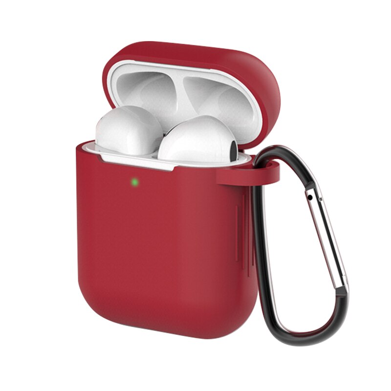 Krzemu skrzynka dla Apple Airpods 1/2 pokrywa ochronna słuchawka Case słuchawki przypadki ochronne dla Apple Airpods 2/1 okładka: Wine red