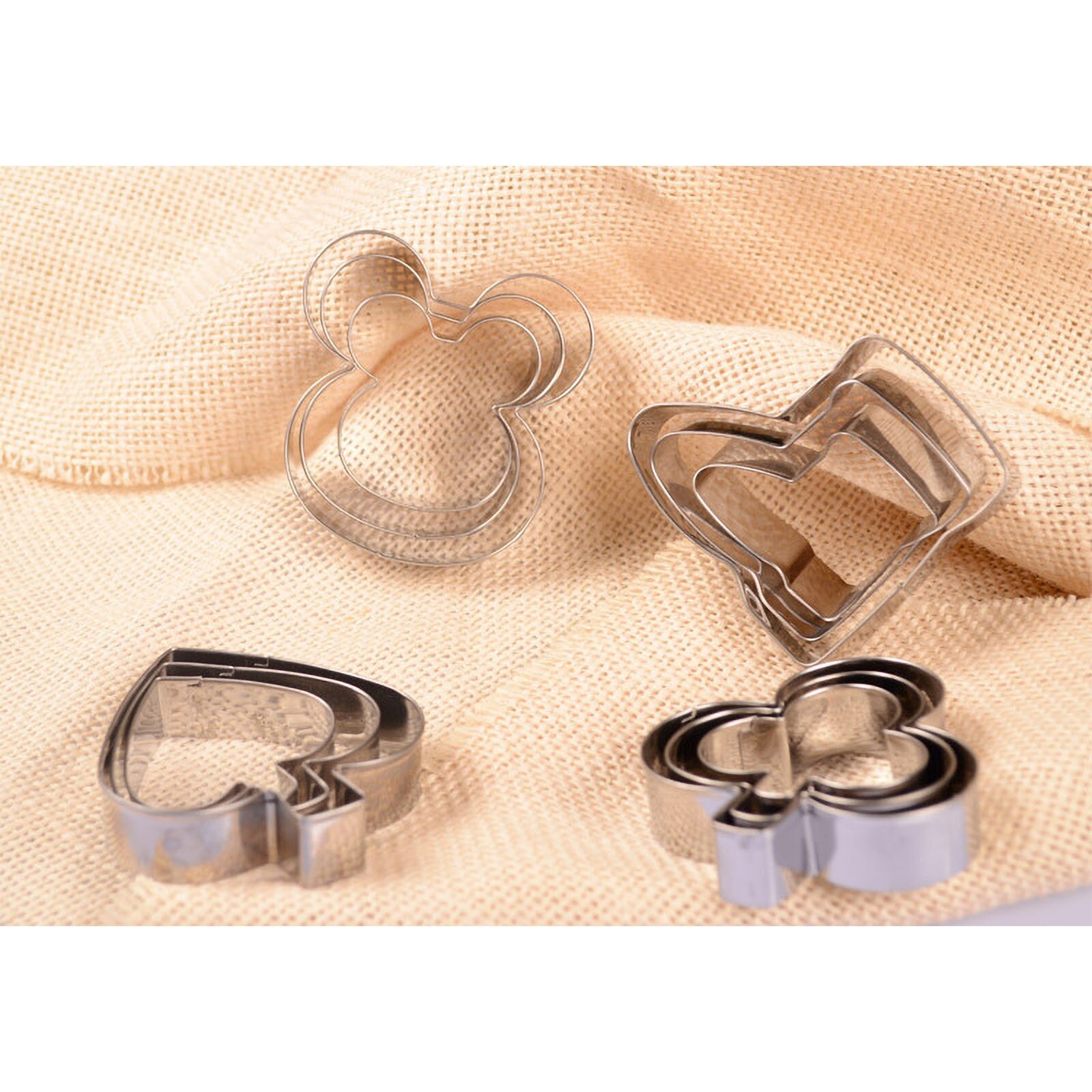 25 # Rvs 12 Delige Set Drie-Dimensionale Cookie Mold Cake Bakken Tools Diy Cookie Cutter Rvs cookie Gereedschap