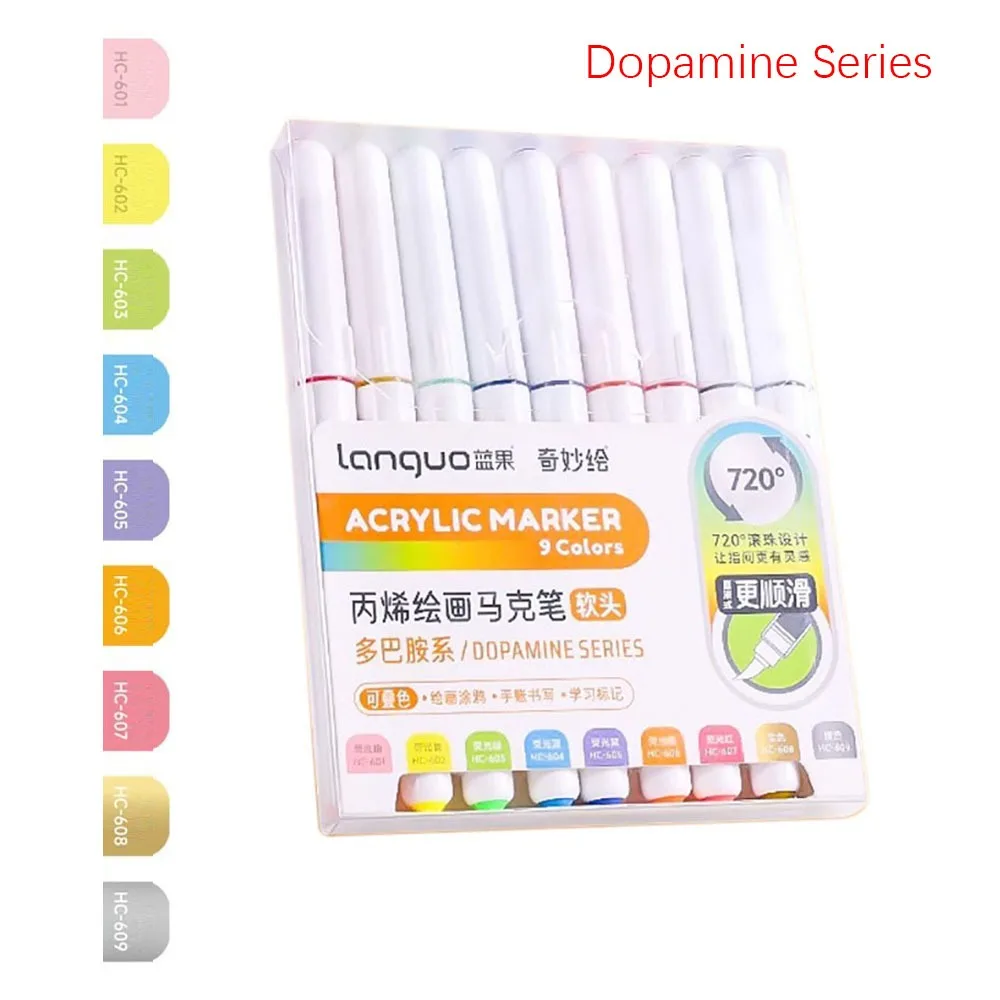 9-Colors Acrylic Marker Pen Stackable Color Straight Liquid Colour Pen Quick Drying Smooth Writing Art Watercolor Pen Graffiti: Burgundy