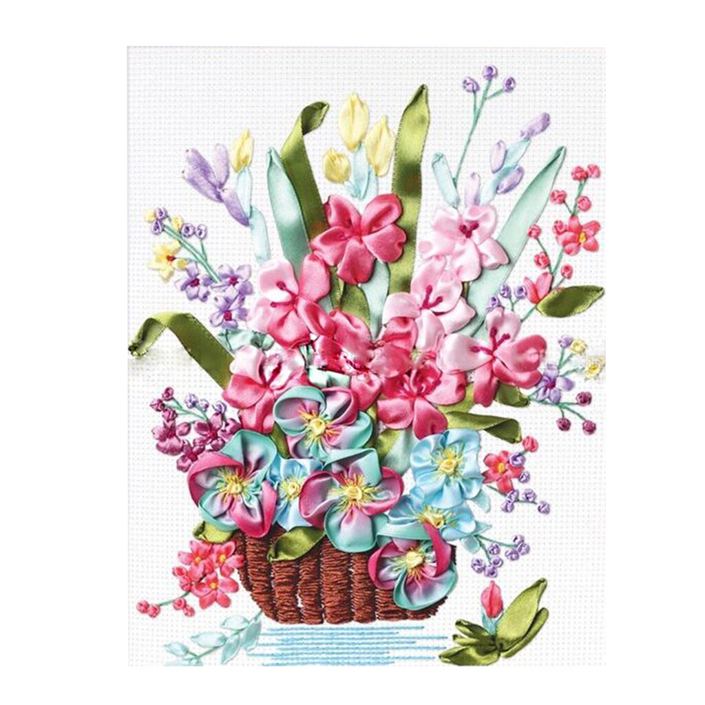Kit de bordado de cinta, ramo de flores bordado, trabajo artesanal, de boda
