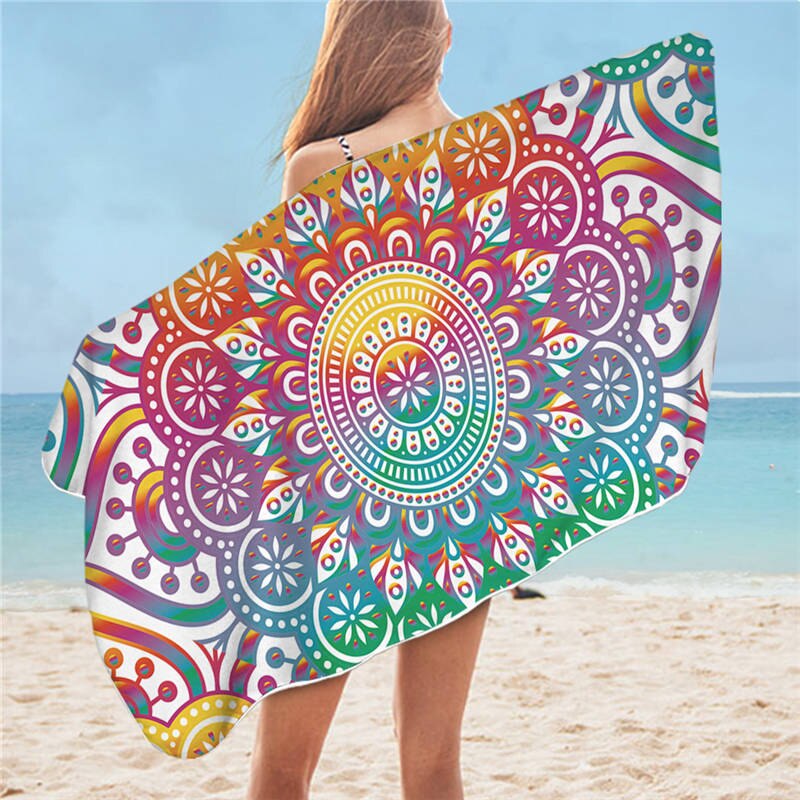 BeddingOutlet-Toalla de baño con Mandala para adultos, toalla de playa con flores coloridas, toalla de ducha de microfibra Bohemia para chicas, 75x150cm: 4