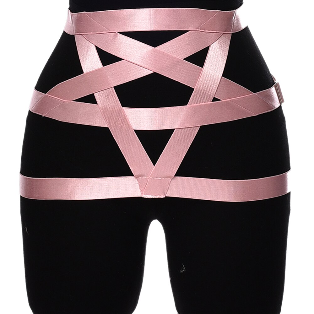 Arnés de pentagrama de estrella, falda ajustable, jaula de cuerpo, ropa Sexy hueca para , Liga de colocación gótica, arnés para el cuerpo: N-P0114-FS