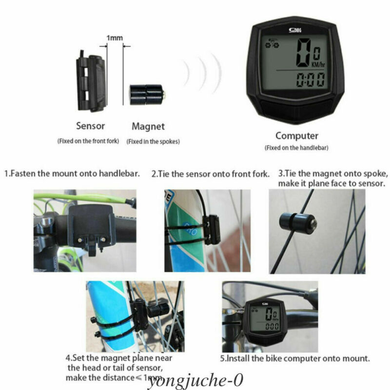 Wireless LCD Digital Cycle Computer Bicycle Bike Backlight Speedometer Odometer