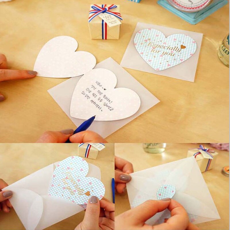 2pcs Love Greeting Cards Message Write Notepad Thank You Blessing Cards Festival Valentines Paper Card+Envelop+Seal Sticky