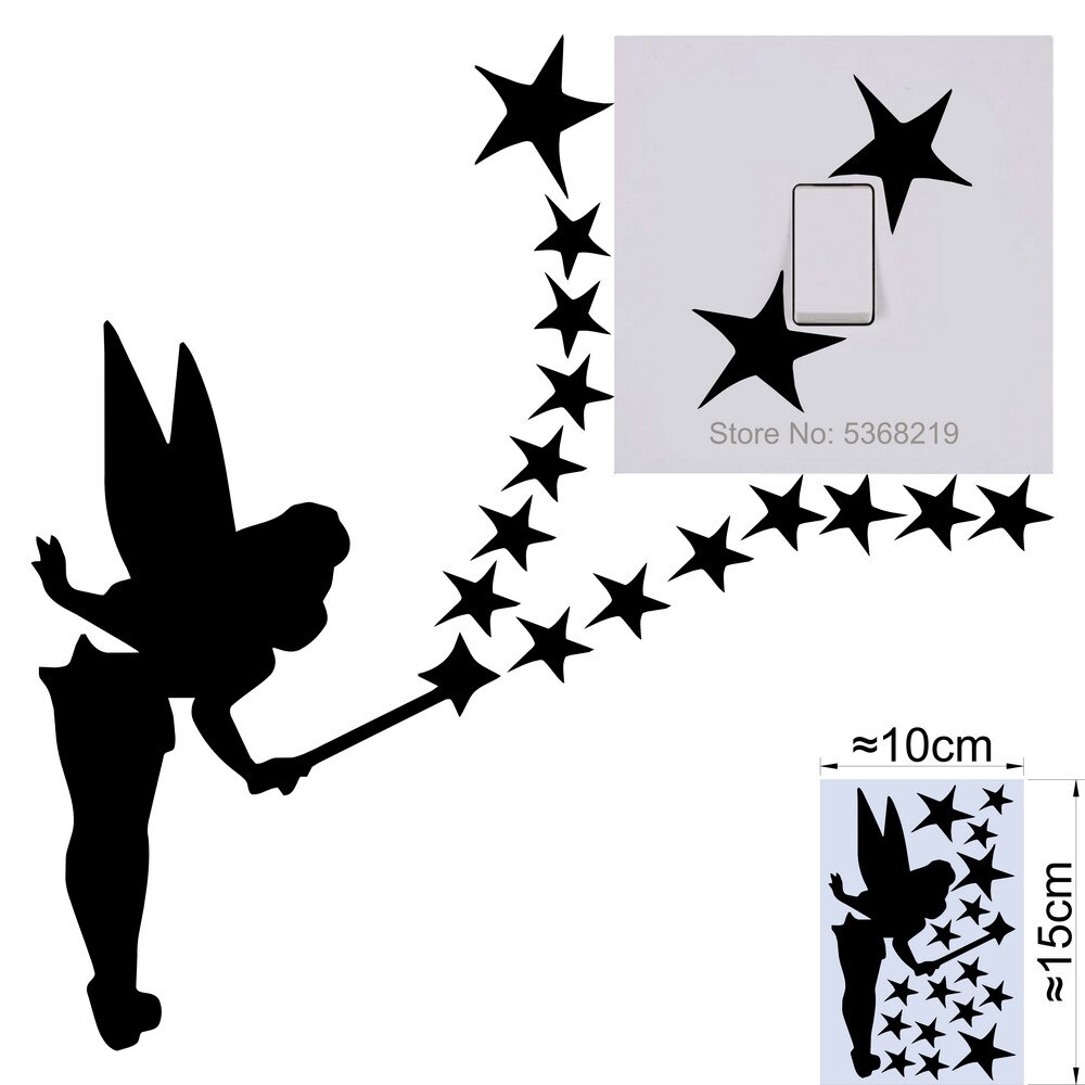 Light Switch Sticker Kids Baby Nursery Room DIY Wall Decoration Cat Fairy Moon Stars Vinyl Decal for Children Bedroom Home Decor: 020