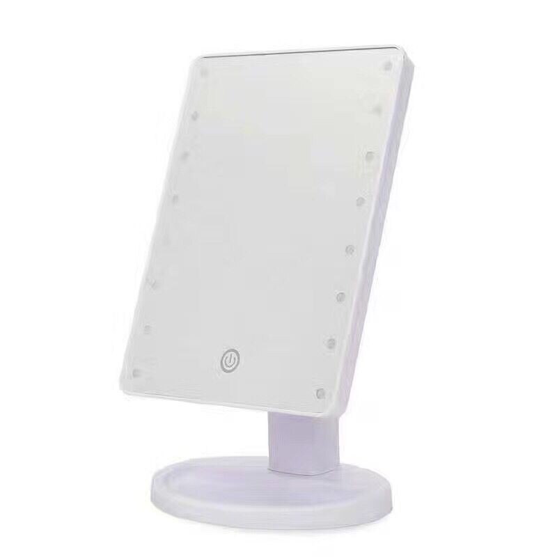 360 Degrees Rotation Makeup Mirror Adjustab LED Touch Screen 10X Table Desktop Makeup led mirror Batteries Use 22 Lights Vanity: 22 light white
