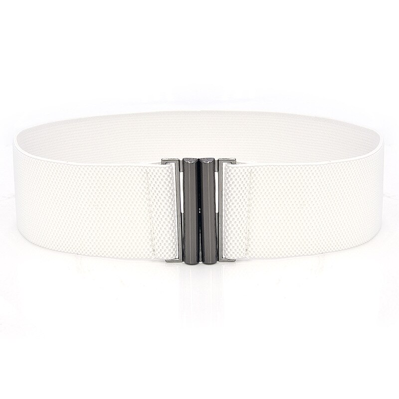 Cintura elastica larga da donna cintura tinta unita accessori cintura elasticizzata corsetto largo vita fibbia in metallo cintura femminile calda: 5