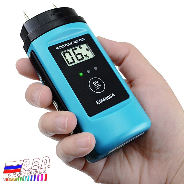 Digital 2-Pin Wood/Building Moisture Level Meter Sawn Timber Paper Cardboard Mortar Concrete Plaster + Backlight & Hold Function