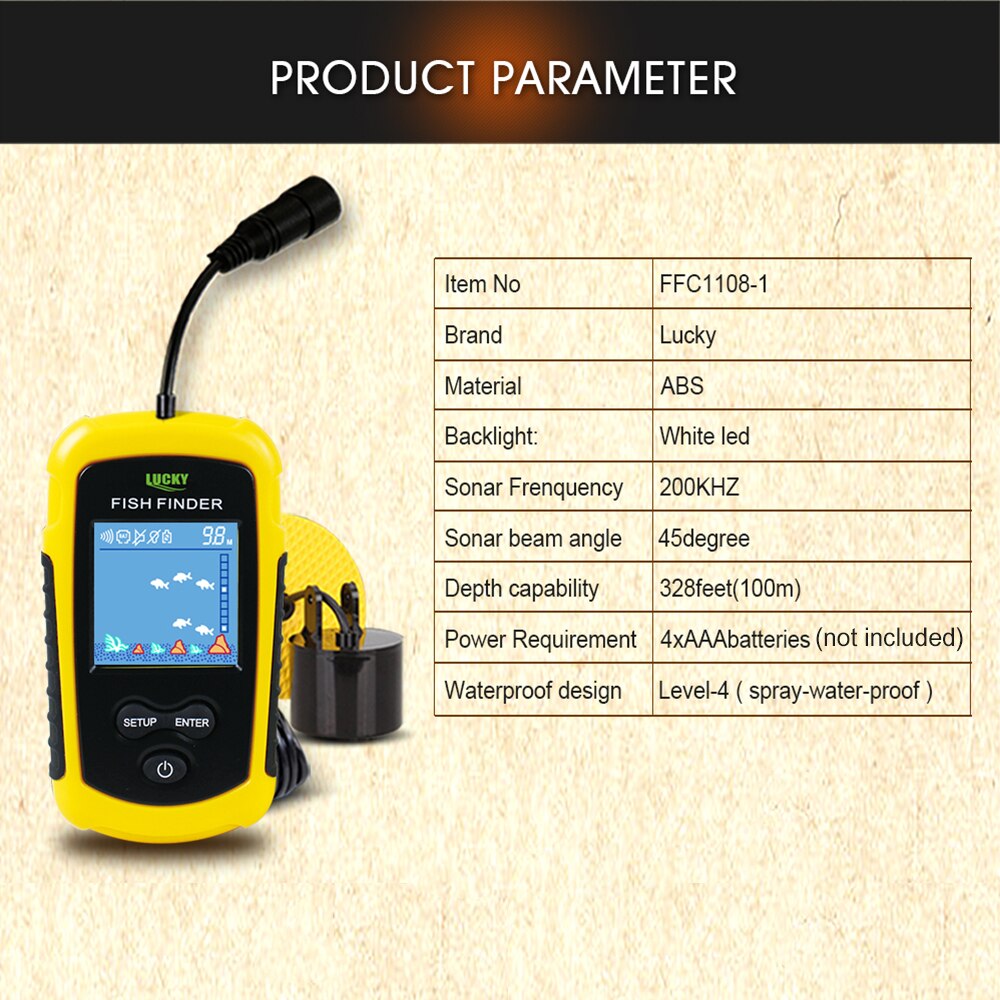 GLÜCK FF1108-1/FFC1108-1 Fisch Finder Alarm 100M Tragbare Sonar LCD Fisch Finder Angeln locken Echolot Angeln Finder