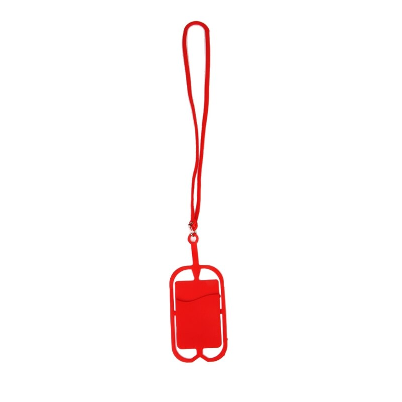 Aftagelig silikonebånd mobiltelefon taskeholder halsrem med id-kortslot: R