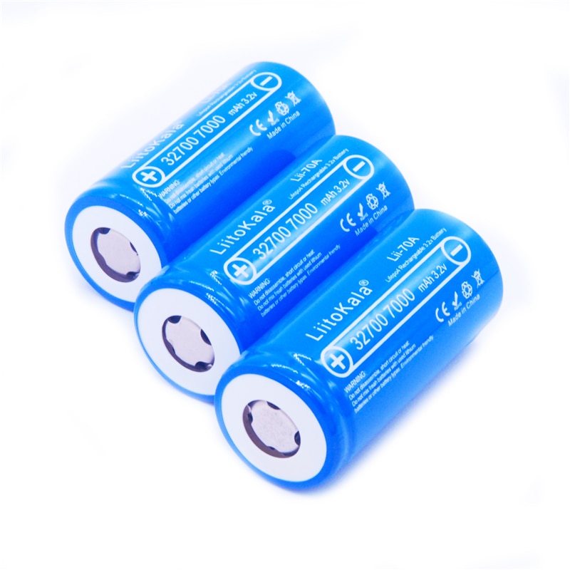 Bateria recarregável liitokala lii-70A 32700 lifepo4, pilha 7000mah 3.2v lifepo4 com parte superior reta para lanterna 32700 bateria