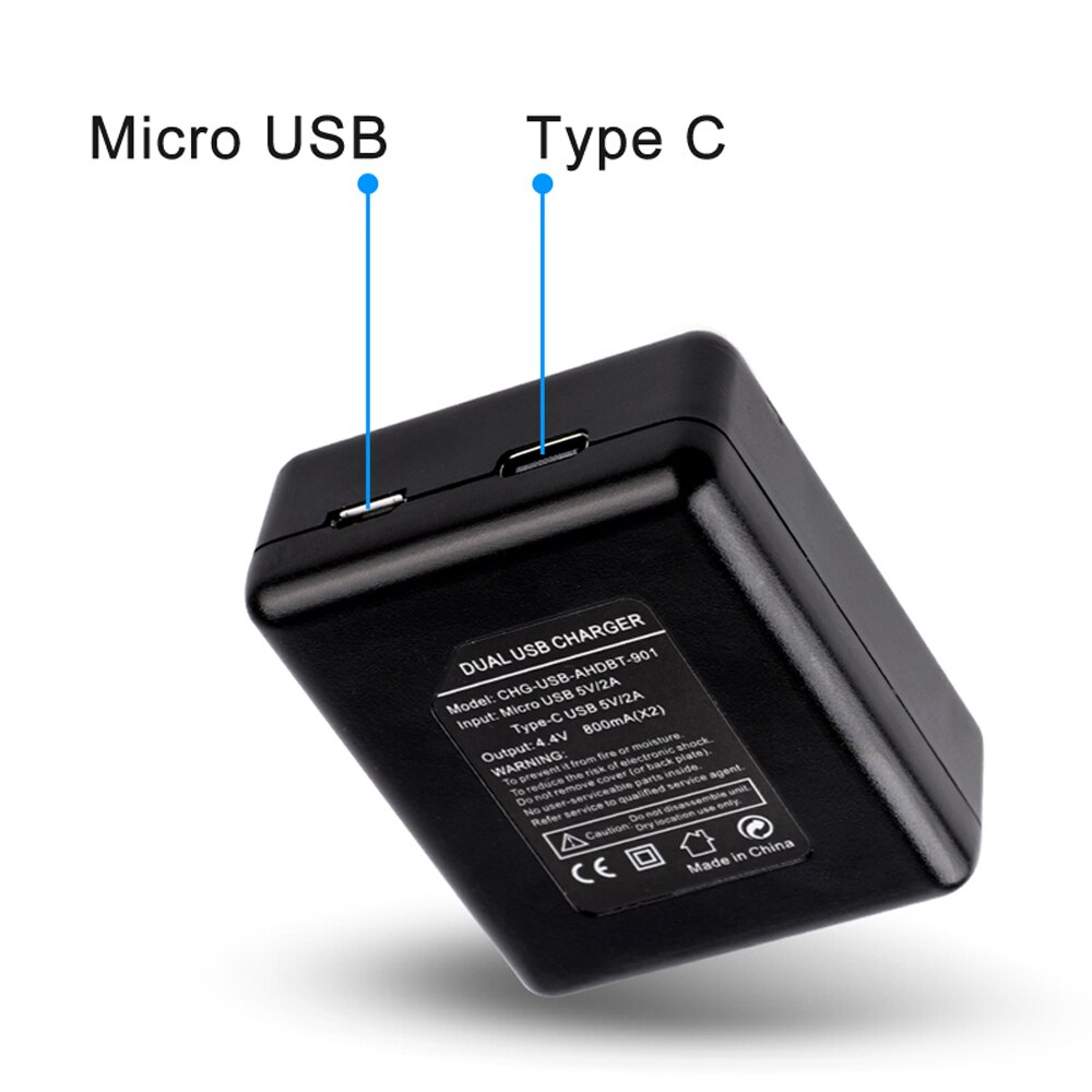 Cargador de batería para GoPro Hero 10 9, accesorios para Go Pro Hero 9 Black Battary, Cable de carga de doble puerto de 1720mAh