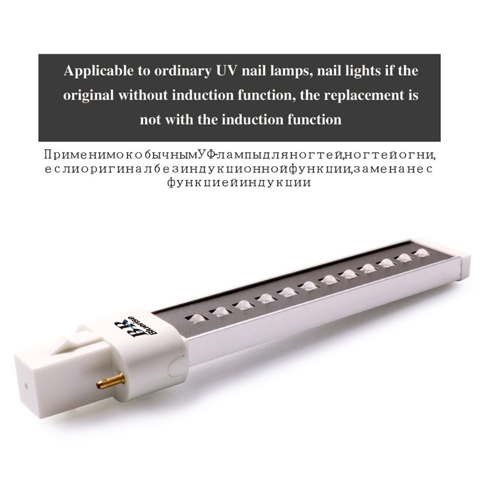 Lámpara UV BR 4 piezas 9 W LED reemplazados para lámpara de uñas 9 W tubo de lámpara 365 + 405nm LED bombilla de fuente de luz doble para máquina de manicura