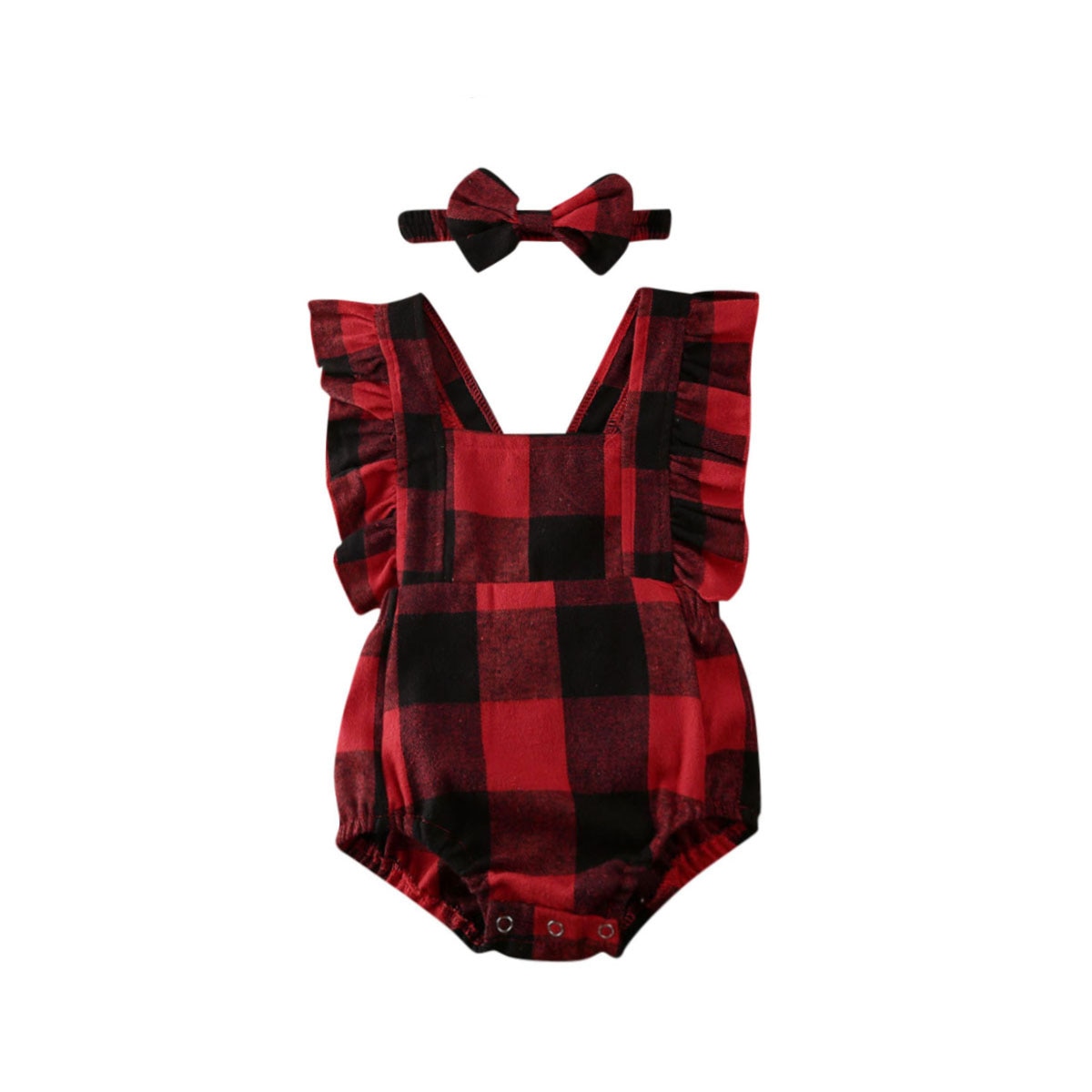 0-18m nyfødte baby drenge pige rompers jule plaid print jumpsuits pandebånd outfit julesæt