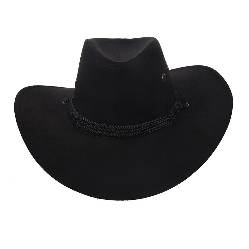 ABDB-2 Pcs Cowboy Cap Suede Look Wild West Fancy Cowgirl Unisex Hat , Black & Khaki