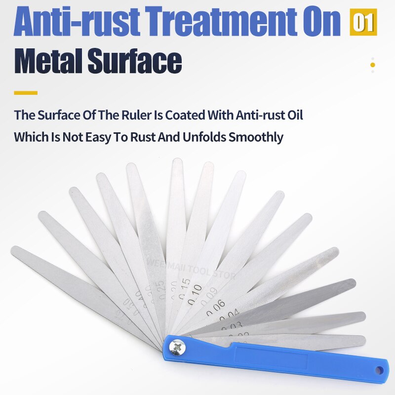 15150a17 comprimento medidor de medição métrica calibre de espessura gage conjunto lâmina gap válvula de enchimento calibre de feltro para ferramentas de layout de medição de espessura