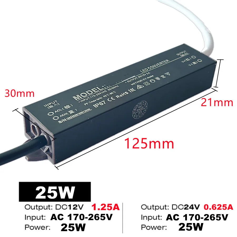 Waterproof Power Supply IP67 IP68 Lighting Transformer AC220V To DC 12V 24V LED Driver 100W 200W 300W 400W 500W Outdoor Adapter: Gold / 24V