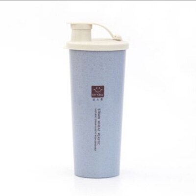 Bærbar Kopp av Hvetestrå - Med Lokk - 19x7.5cm - Krus til Kaffe, Te, Melk: Blå