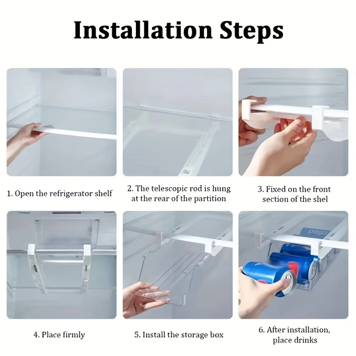 1 Stück hängendes Bahre- und Getränke-Aufbewahrungsregal, rollender Kühlschrank, transparente Aufbewahrungsbox, Küchen-Organizer