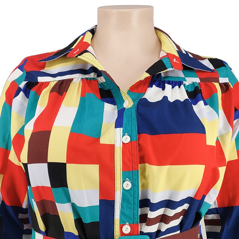 Jurken Voor Vrouwen Vallen Kleren Lange Mouw Maxi Jurk Met Riem Dames Elegantie Plus Size Shirt Jurk