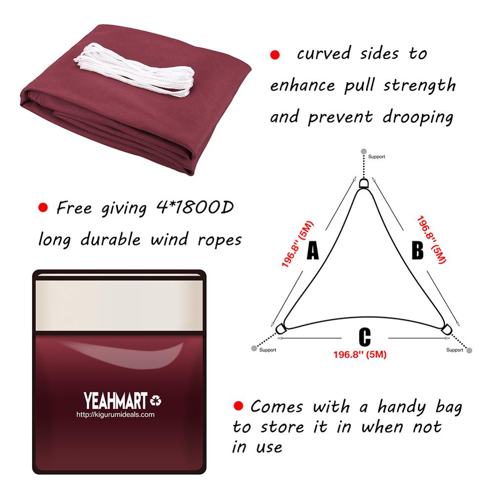 5x5x5M Wine red Sun Shade Sail Canopy for 98%UV Block For Outdoor Facility&amp;Activities Patio Garden Awning Toldos Para Exterior