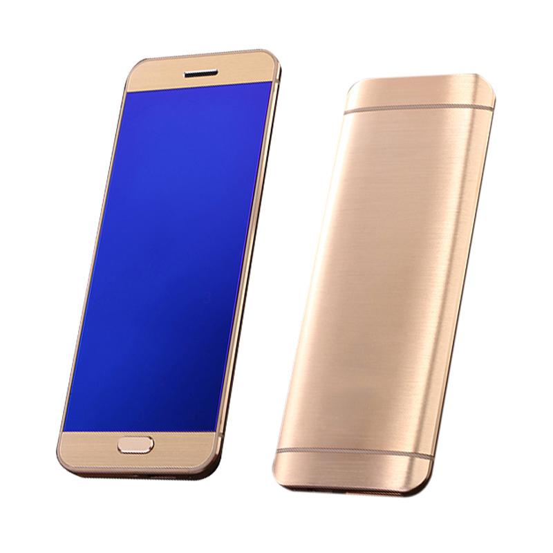 Original Ulcool V26 Touch Display Metal Body Bluetooth 2.0 Dialer Dual Sim Credit Card Mobile Cell Phone+case+screen Protector: standard / cham gold