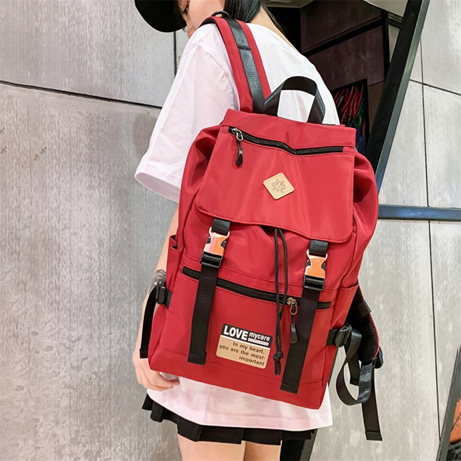 Waterdichte nylon schooltassen meisjes meerdere zakken laptop rugzak 15.6 inch vrouwelijke trend damesrugzak voor reistas