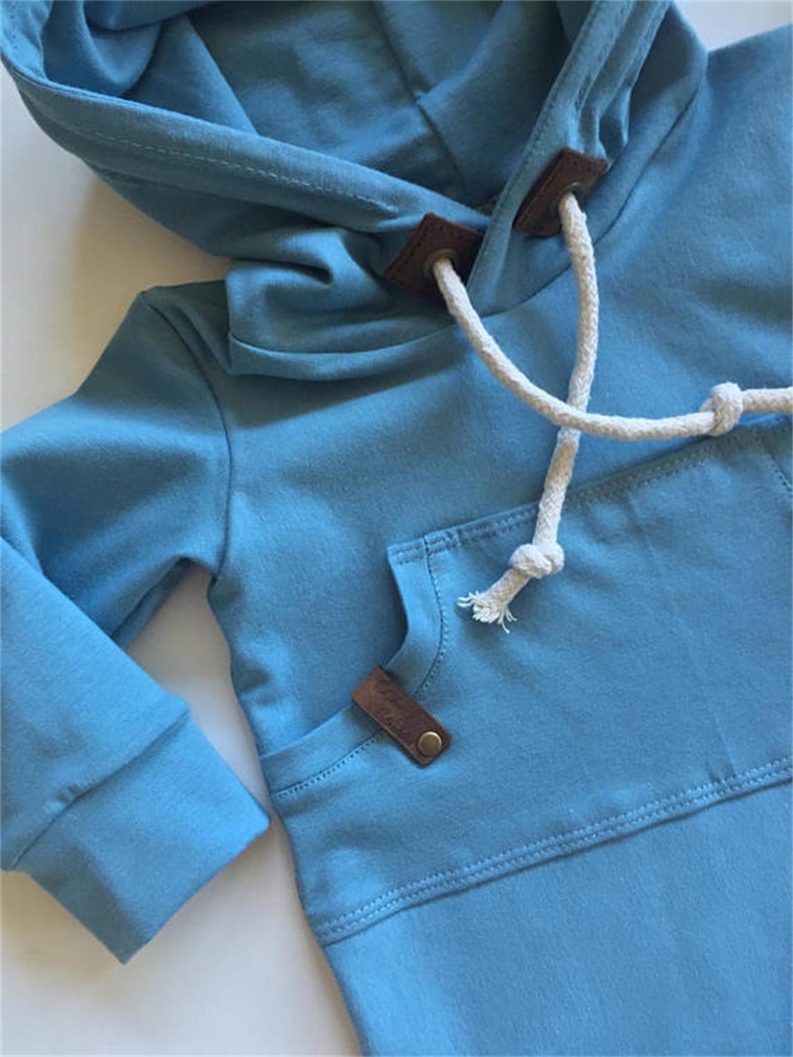 Bébé garçon vêtements bleu à manches longues sweat à capuche pull à capuche combinaison 0-24M enfant en bas âge garçon pur coton décontracté combinaison