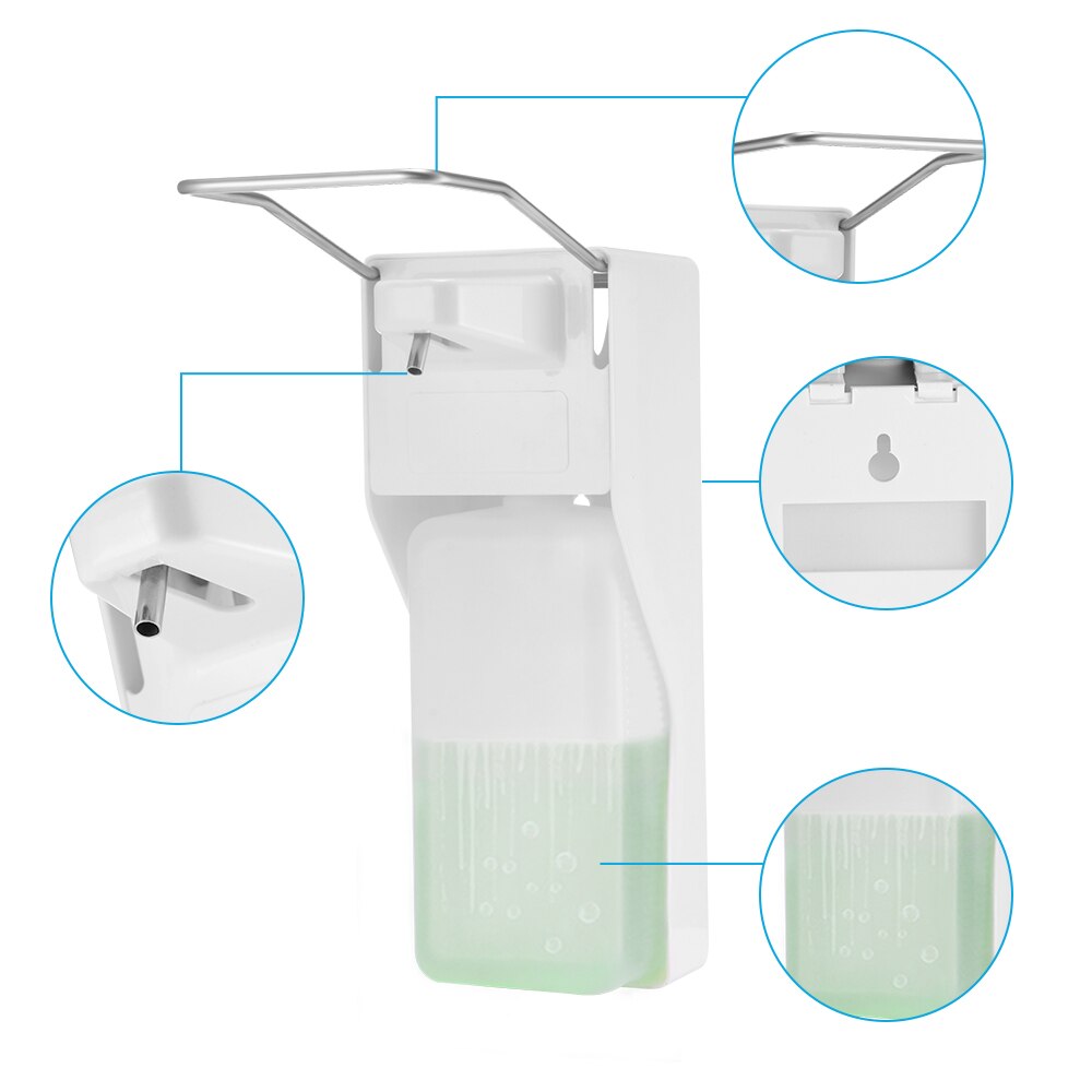 ABS Manual Soap Dispenser Elbow Press Soap Pump Wall-Mounted Sanitizer Dispenser For Home Hospital Hotel Bathroom 1000ml