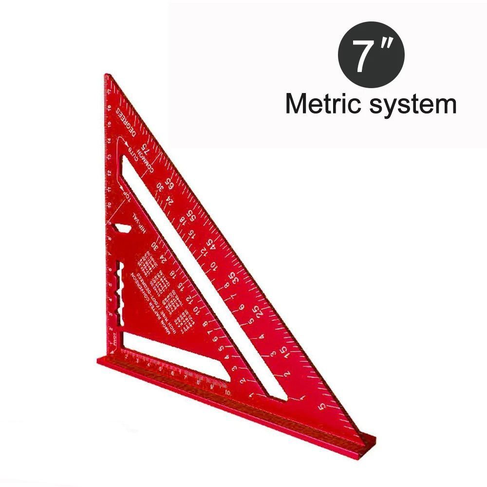 Règle triangulaire en alliage de 7 pouces, outil de mesure d'infraction, outils de charpentier, MeaccelerAngle, vitesse, calcul carré, outils de travail,: Rouge