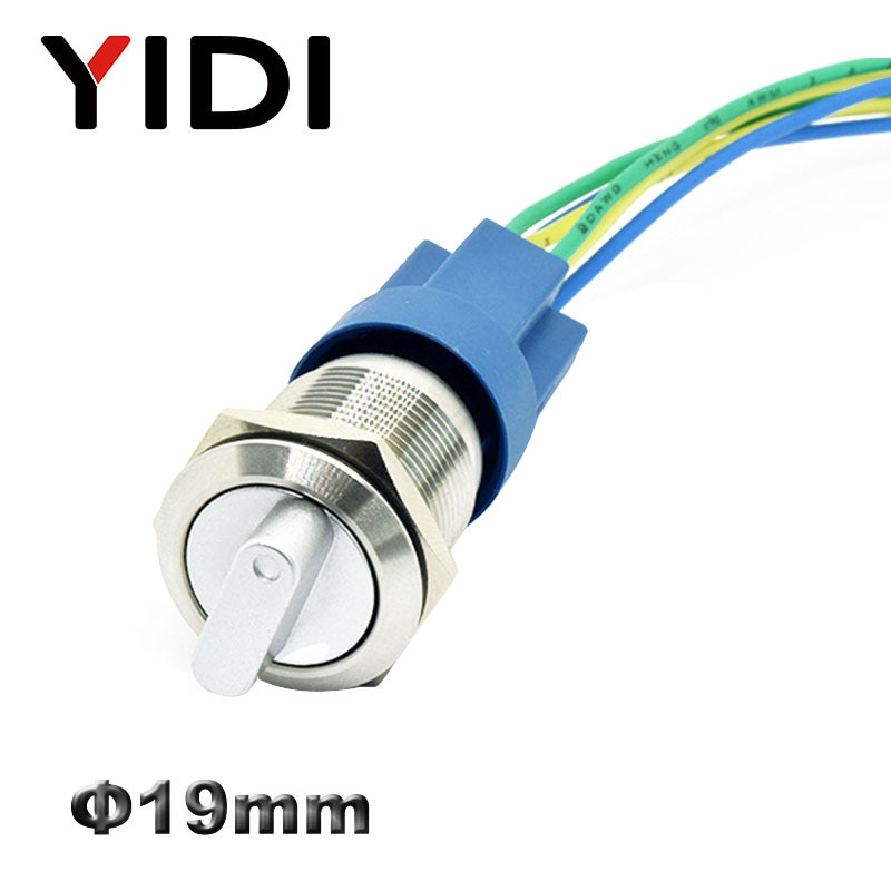 YIDI 19mm Metalen Selector Draaischakelaar 2 3 Positie drukknop 1no1nc 2no2nc dpst knop switch latching op off