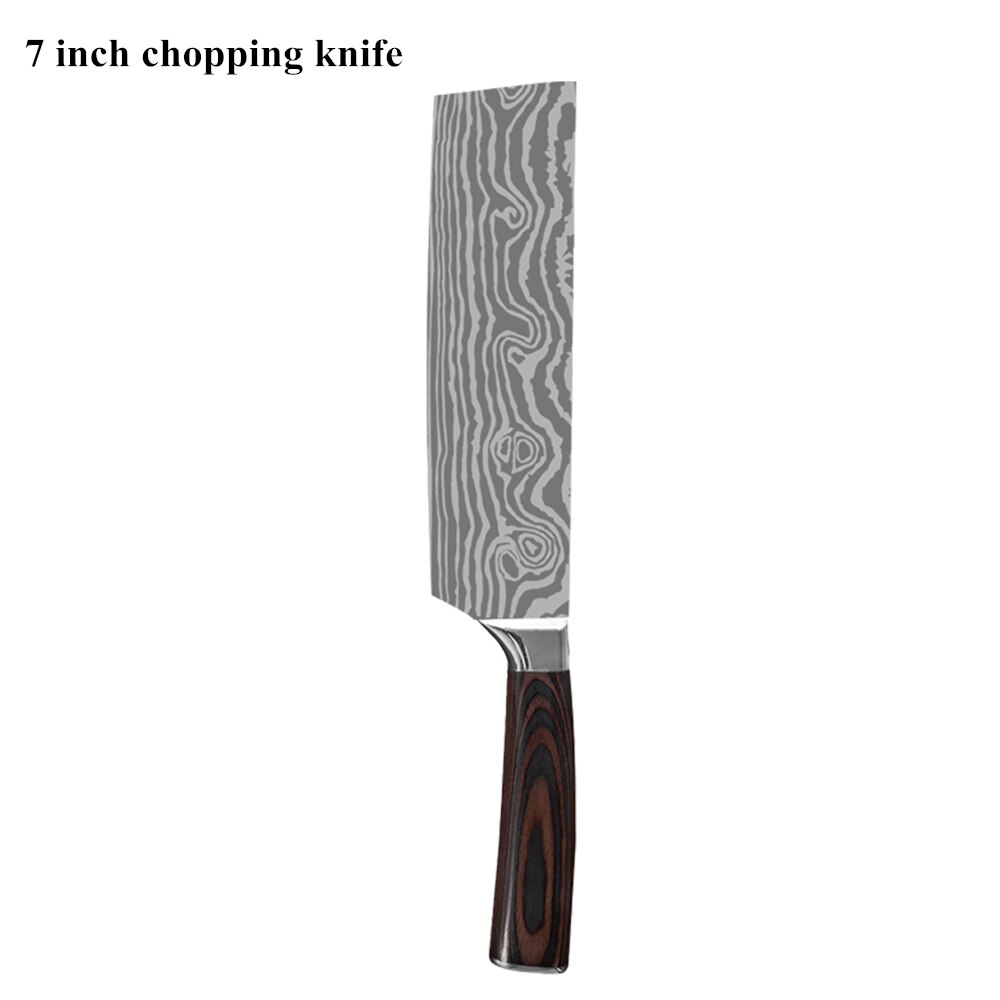 Keukenmessen Set Koksmes High Carbon Rvs Santoku Mes Sharp Hakmes Vleesmes Beste Keuze Voor Keuken: L 7 chopping knife