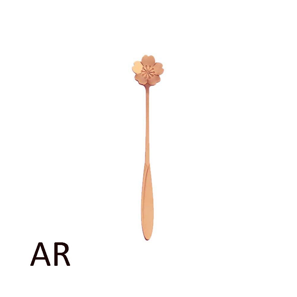 Rustfrit stål ske blomster guld ske lang håndtag sukker dessert teske bar cafe service: Et rosenguld