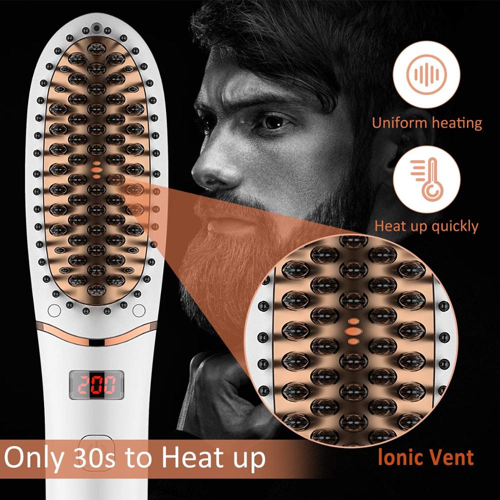 Beard Straightener Comb Faster Anti-Scald Ceramic Heated Beard Brush Upgraded Portable Beard Straightening Comb