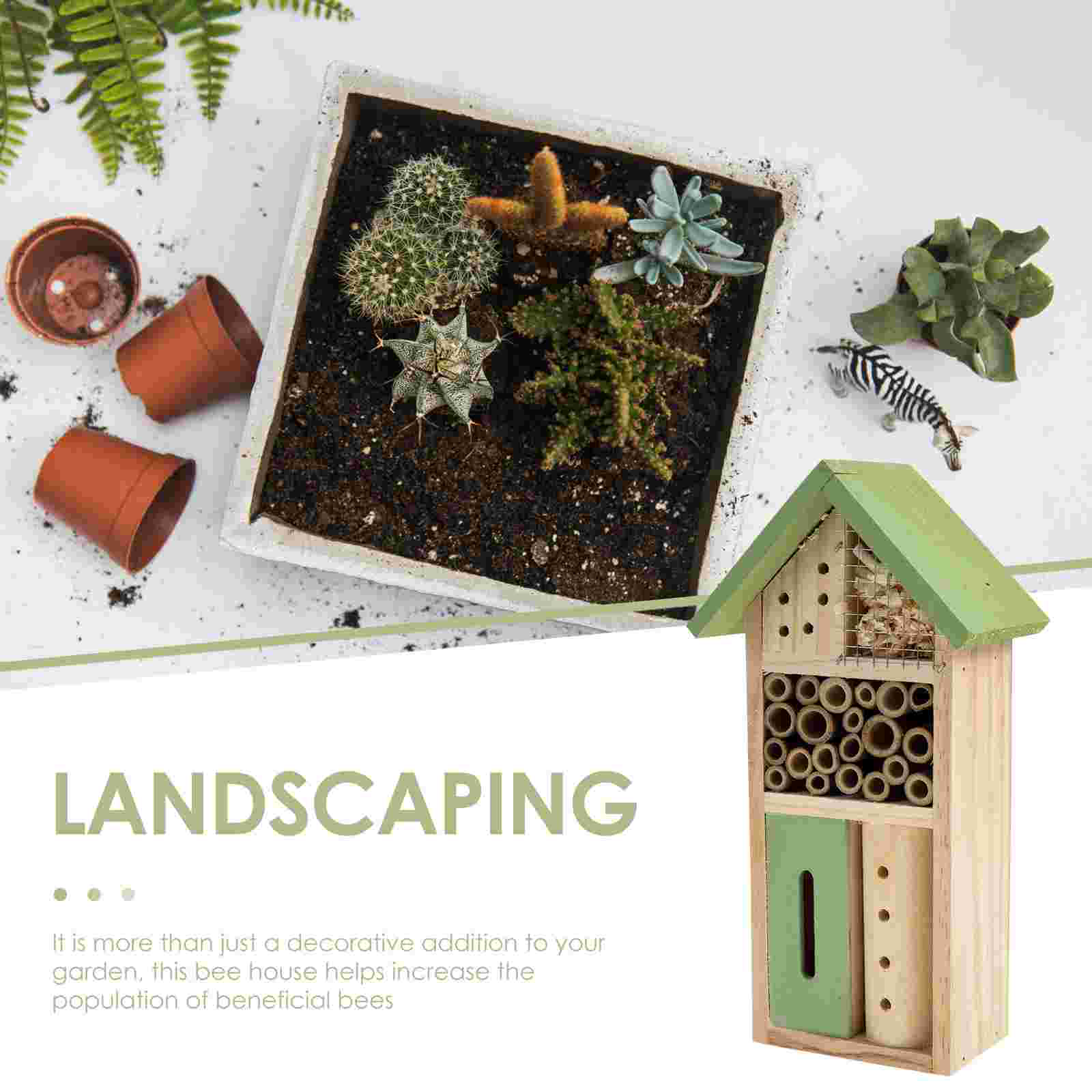 Garden Insect House Wooden Bee Cabin Garden Bee Nest Decoration