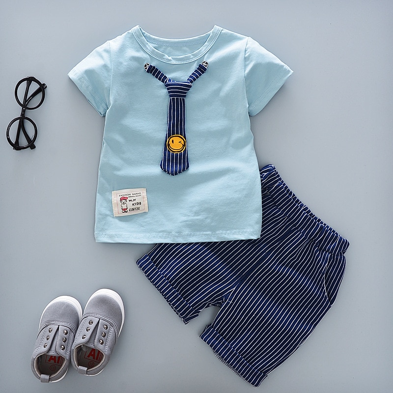 Conjunto de ropa de verano para niños, conjunto de ropa de moda para niños, camiseta de manga corta y pantalones cortos, conjunto de 2 piezas